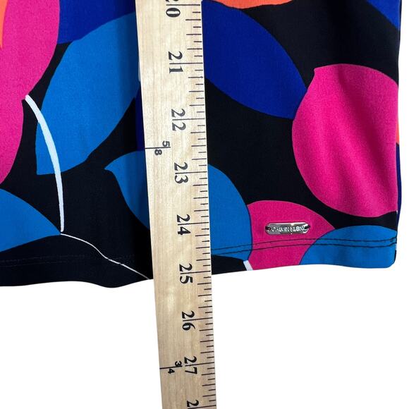 Calvin Klein Womens Colorful Long Sleeve Blouse L Balloon Sheer Sleeve Top - Picture 8 of 8